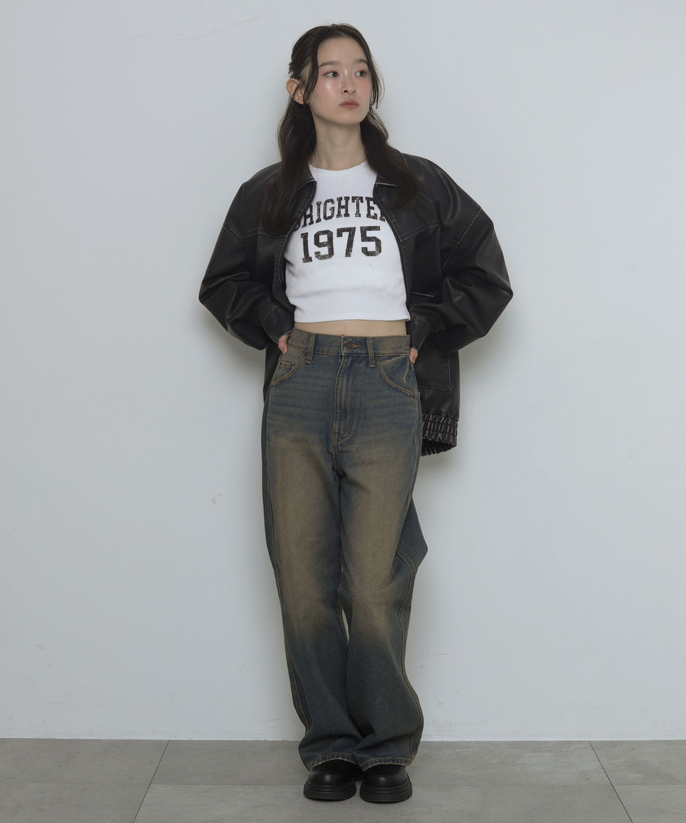 デニム濃加工　モデル：163cm M着用