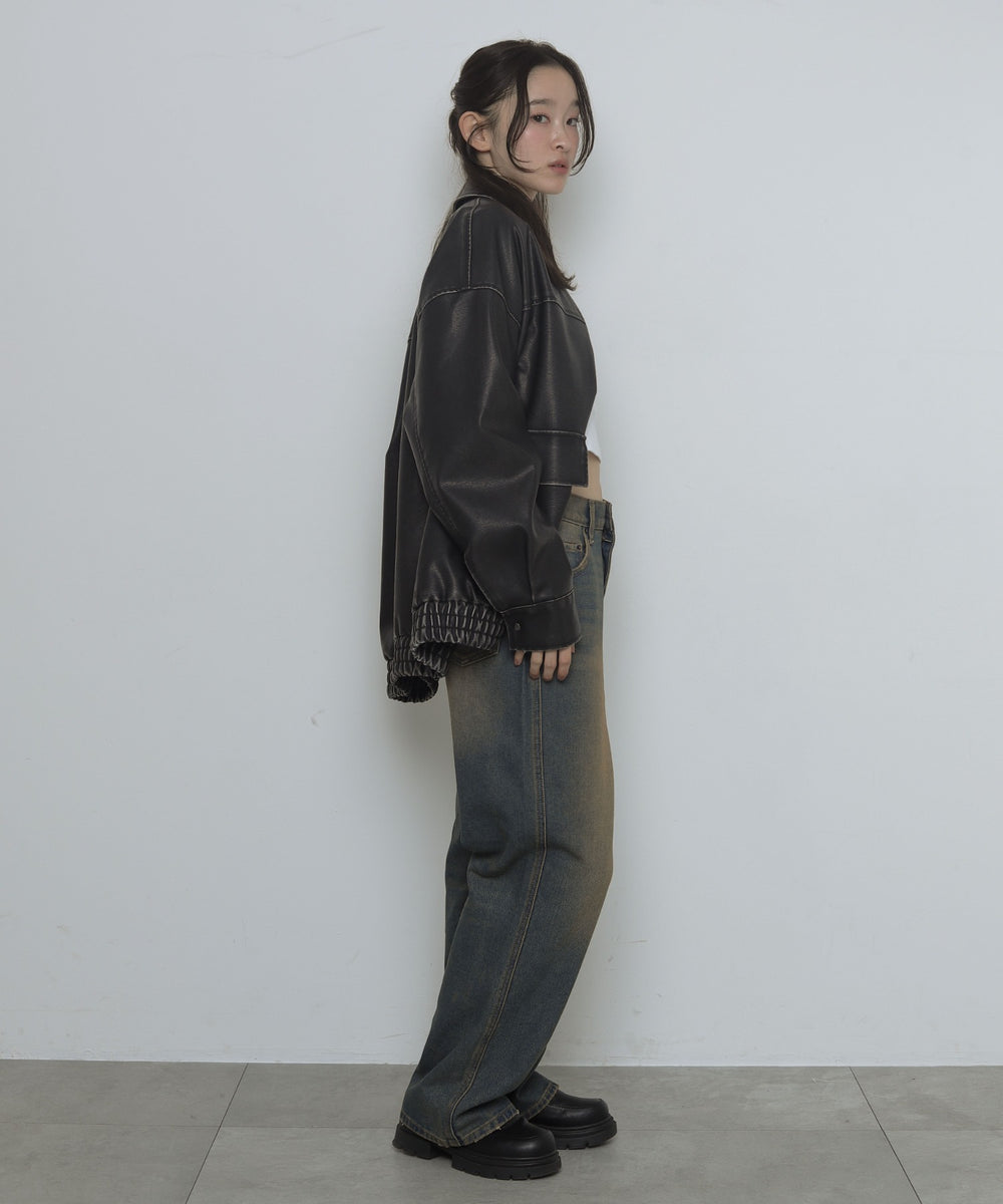 デニム濃加工　モデル：163cm M着用