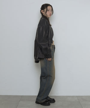 デニム濃加工　モデル：163cm M着用