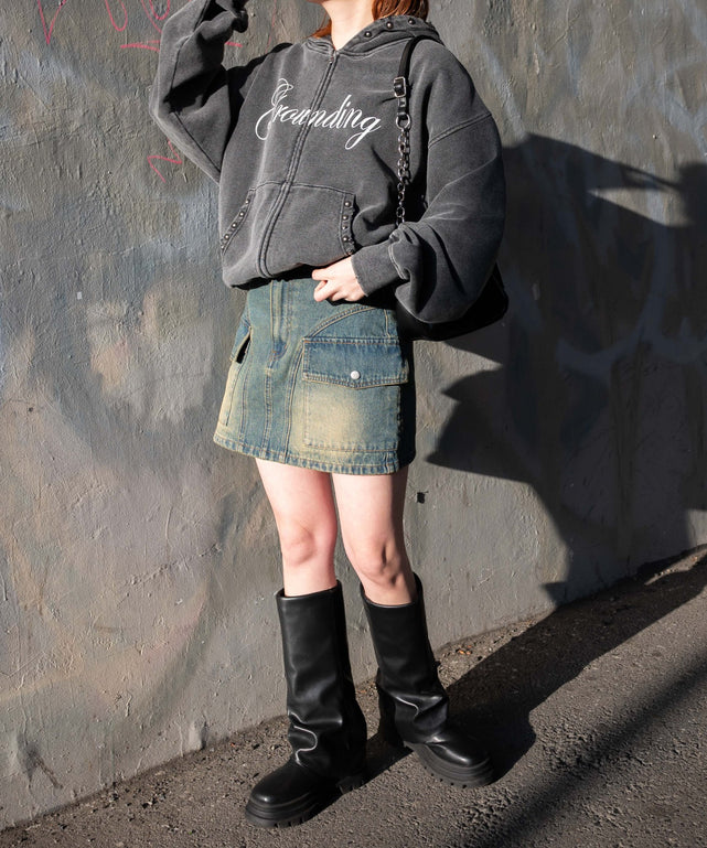 デニム中濃加工　モデル:155cm　F着用