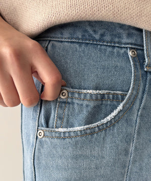 カーブラインバレルレッグデニムパンツ