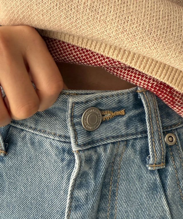 カーブラインバレルレッグデニムパンツ