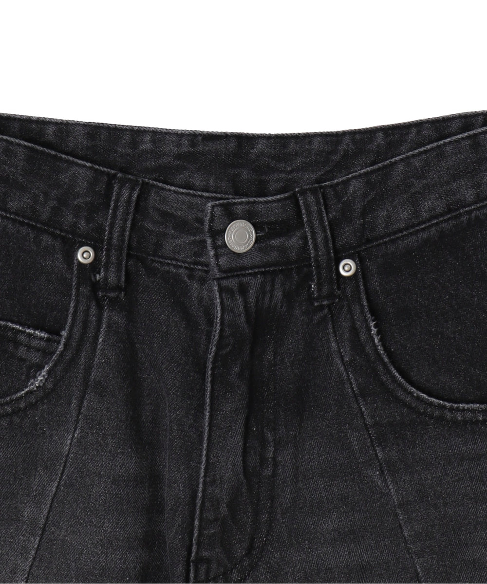 カーブラインバレルレッグデニムパンツ