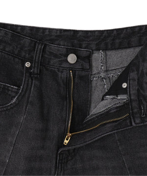 カーブラインバレルレッグデニムパンツ