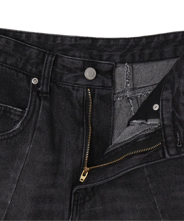 カーブラインバレルレッグデニムパンツ