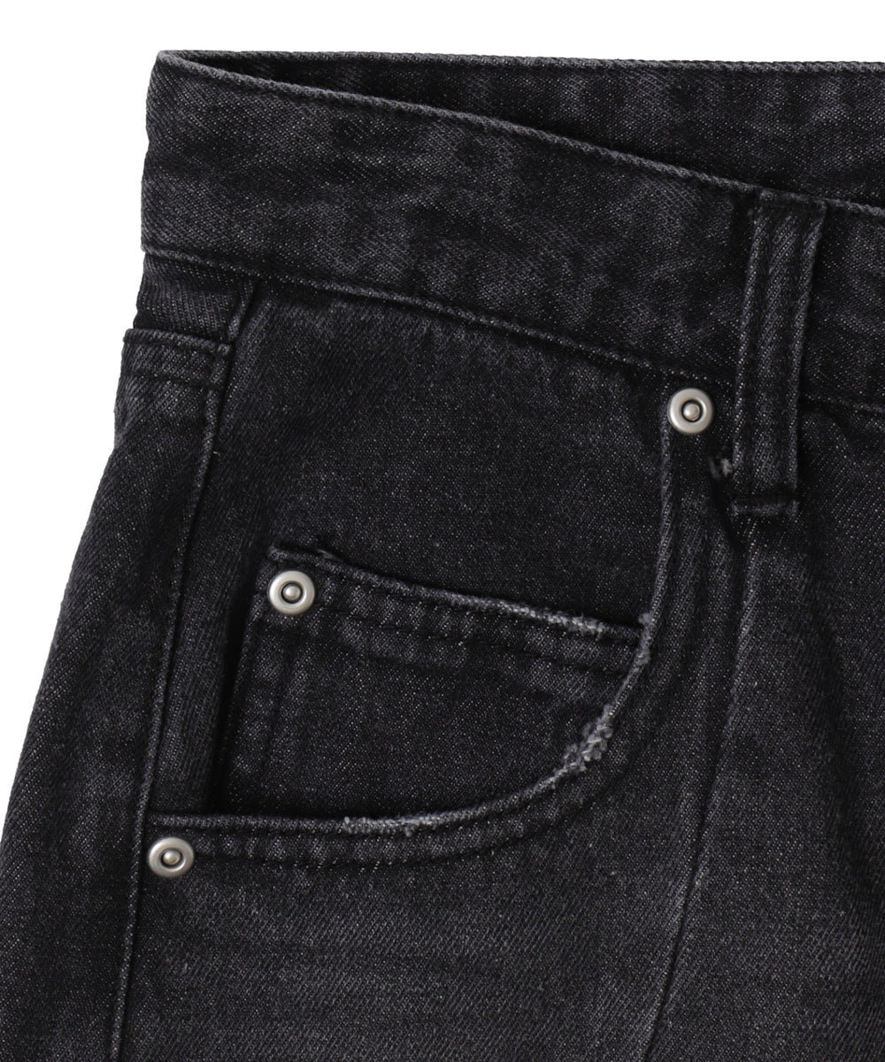 カーブラインバレルレッグデニムパンツ