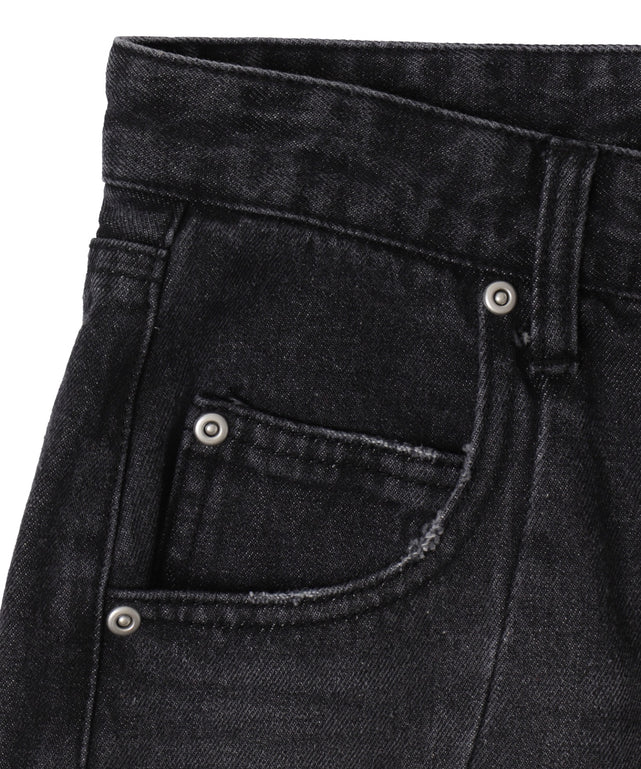 カーブラインバレルレッグデニムパンツ