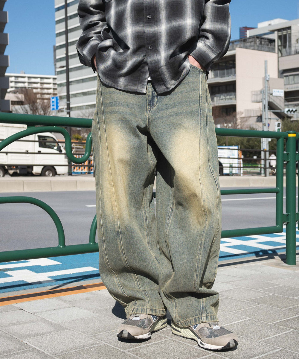 デニム淡加工 モデル：180cm L着用