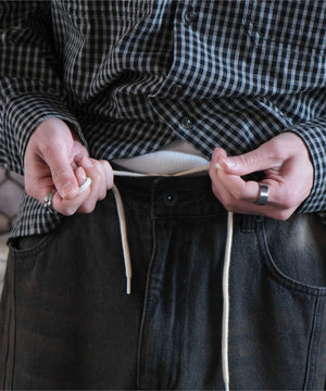 イージー3Dバレルレッグデニムパンツ