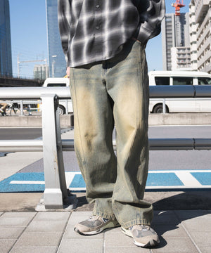 デニム淡加工 モデル：180cm L着用