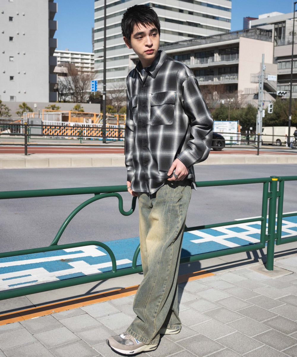 デニム淡加工 モデル：180cm L着用