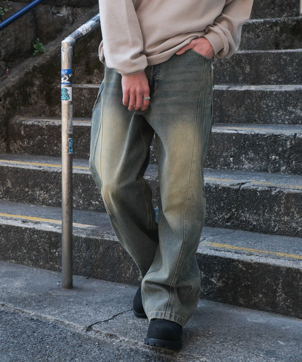 デニム淡加工　モデル:175cm L着用