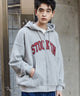ワッペンロゴZIPパーカー/杢グレー　モデル:180cm L着用