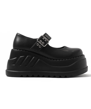 厚底ハトメワンストラップシューズ