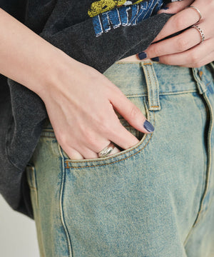 ヴィンテージウォッシュデニムハーフパンツ