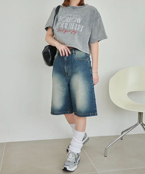 デニム中濃(インディゴ中濃)　モデル:155cm M着用