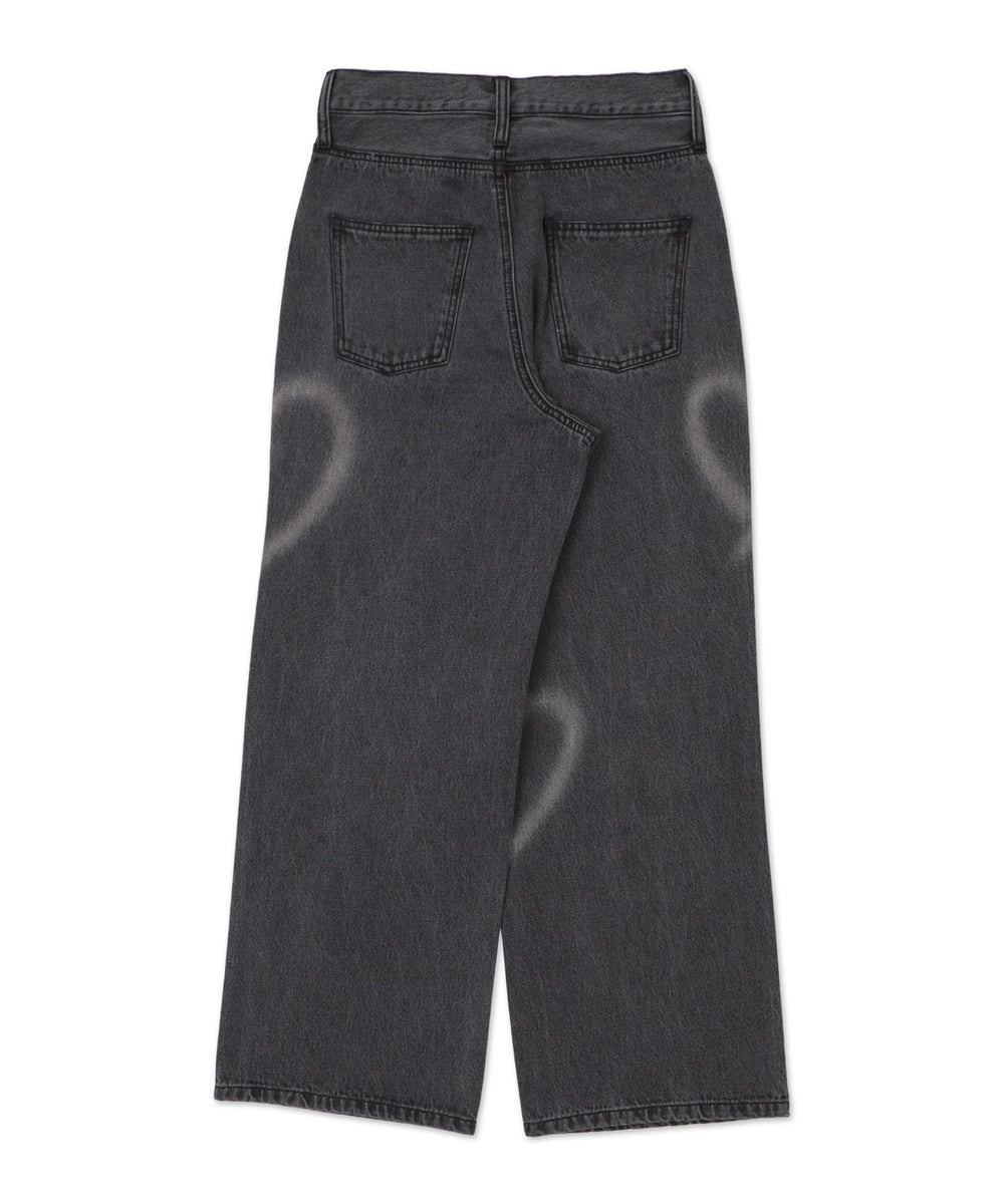 スプレーペイントストレートデニムパンツ