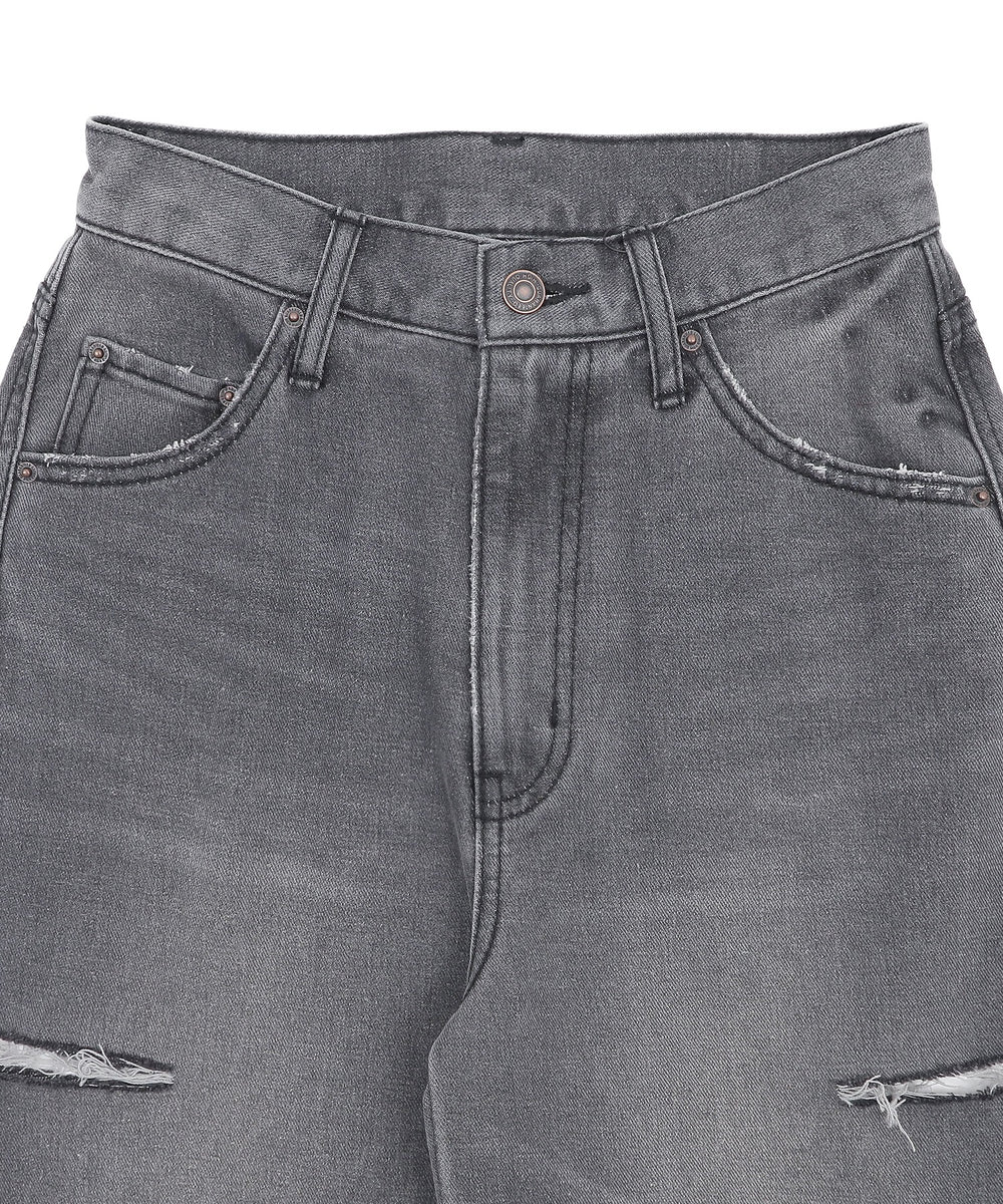 サイドカットデニムストレートパンツ