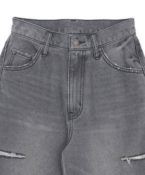 サイドカットデニムストレートパンツ