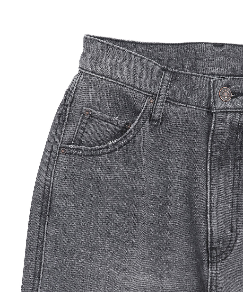 サイドカットデニムストレートパンツ