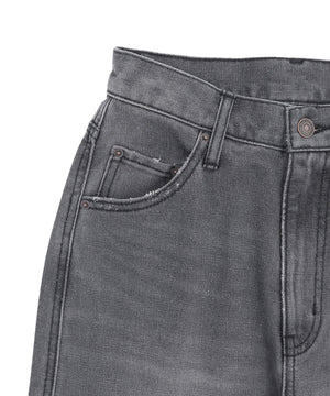 サイドカットデニムストレートパンツ