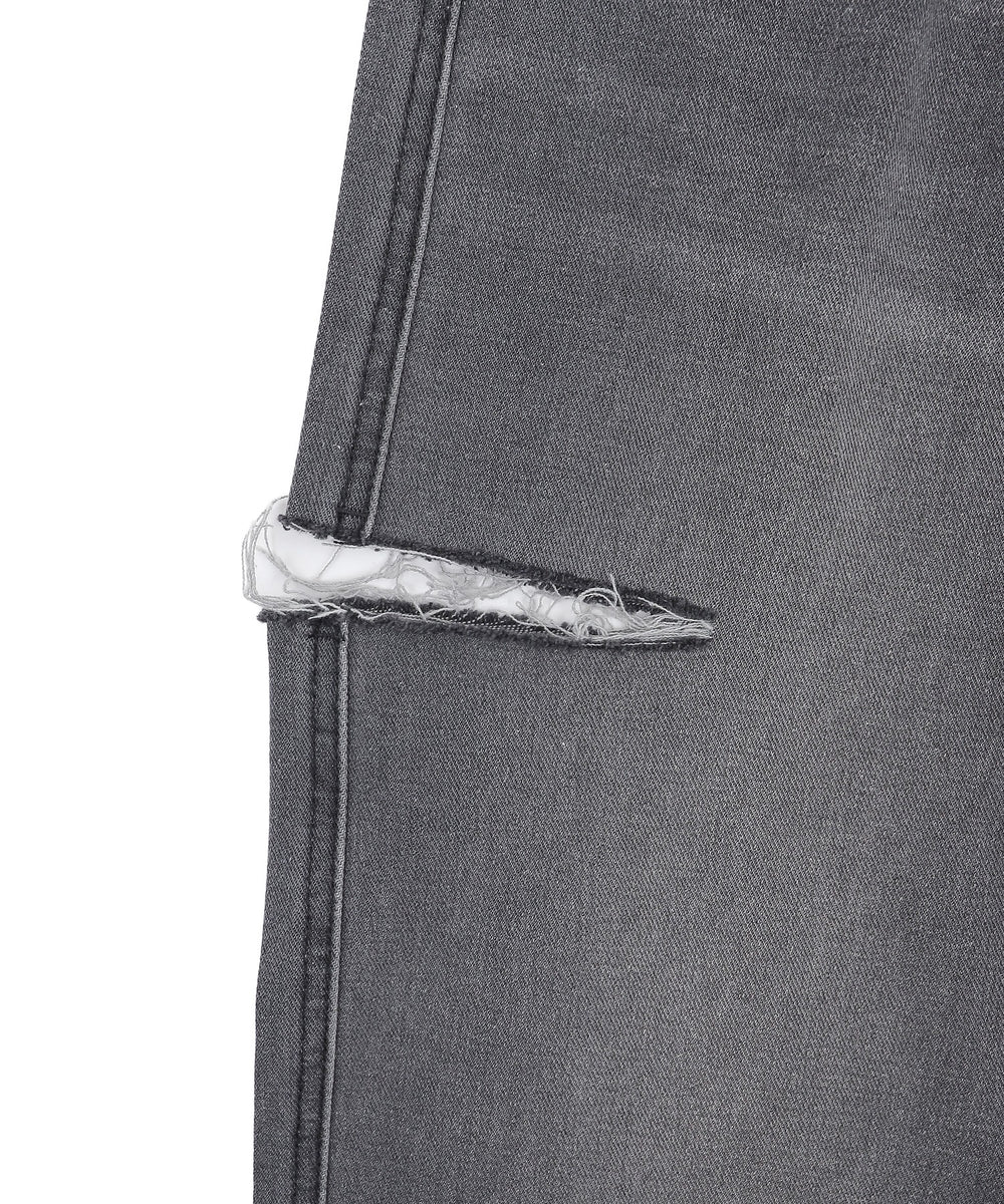 サイドカットデニムストレートパンツ