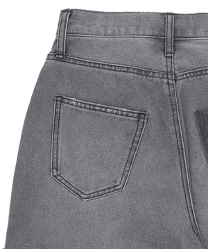 サイドカットデニムストレートパンツ