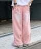 アシッドウォッシュグラフィックスウェットパンツ/ピンク モデル：178cm L着用