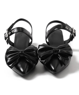 ダブルリボンポインテッドシューズ