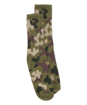 バック刺繍底パイルクルーソックス