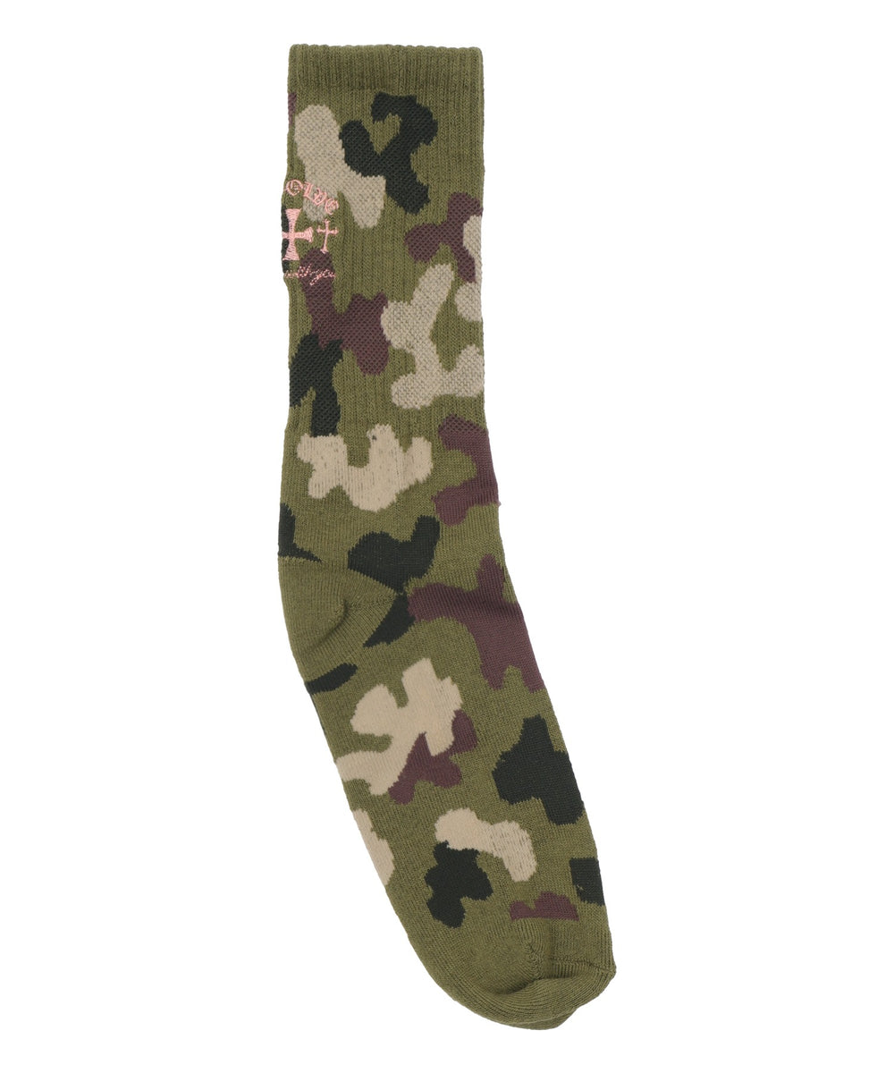 バック刺繍底パイルクルーソックス