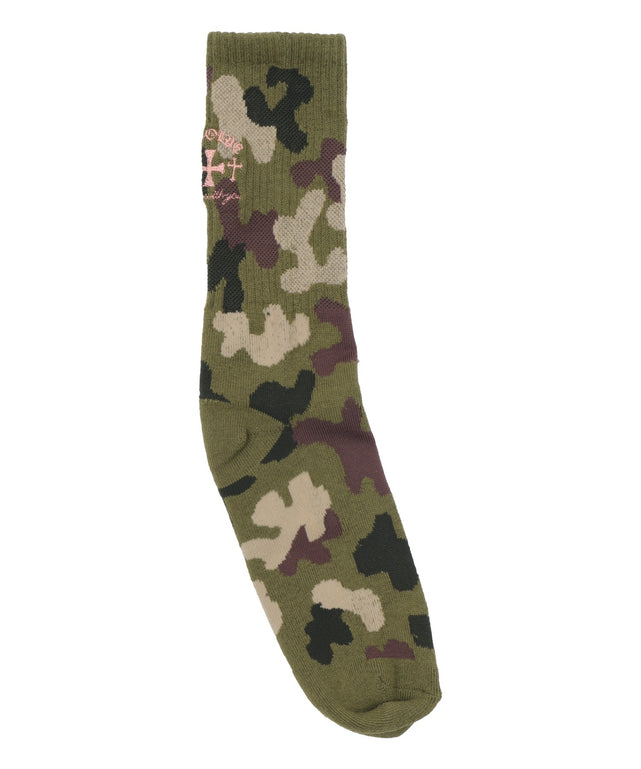 バック刺繍底パイルクルーソックス