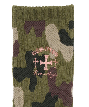 バック刺繍底パイルクルーソックス