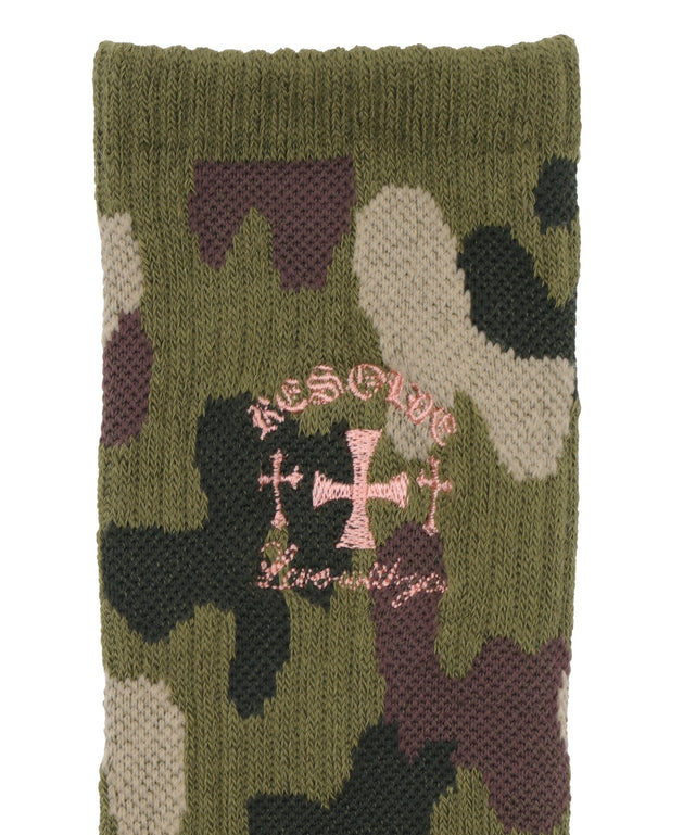 バック刺繍底パイルクルーソックス