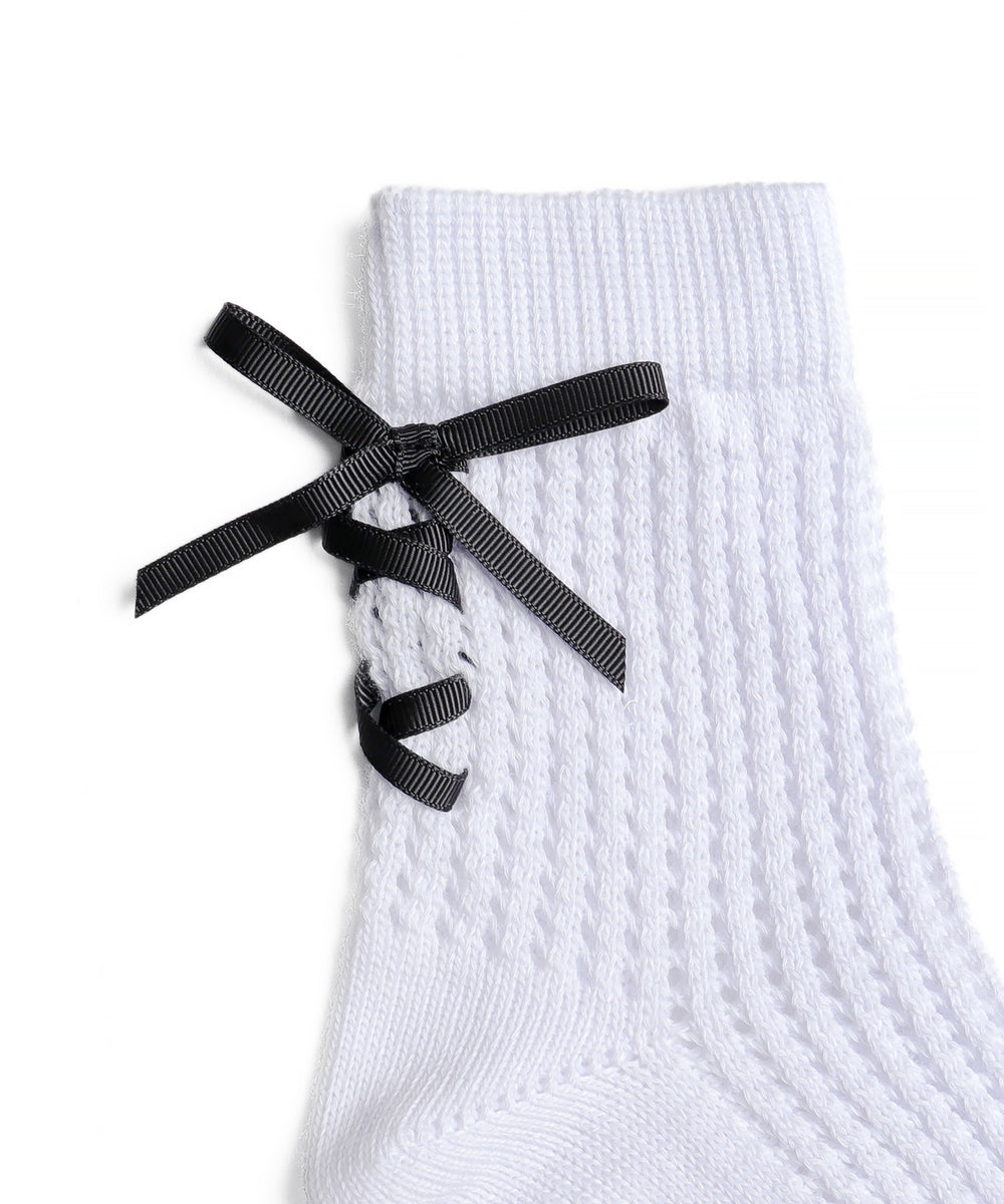 レースアップリボンソックス(23-25cm)