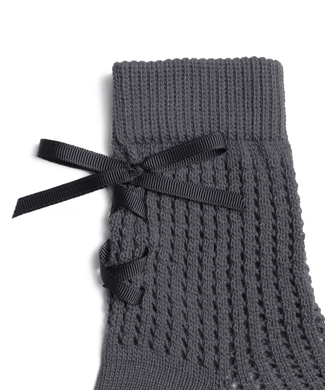 レースアップリボンソックス(23-25cm)