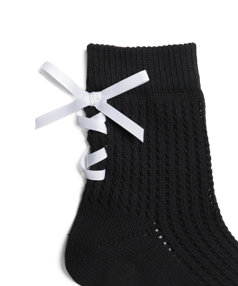 レースアップリボンソックス(23-25cm)