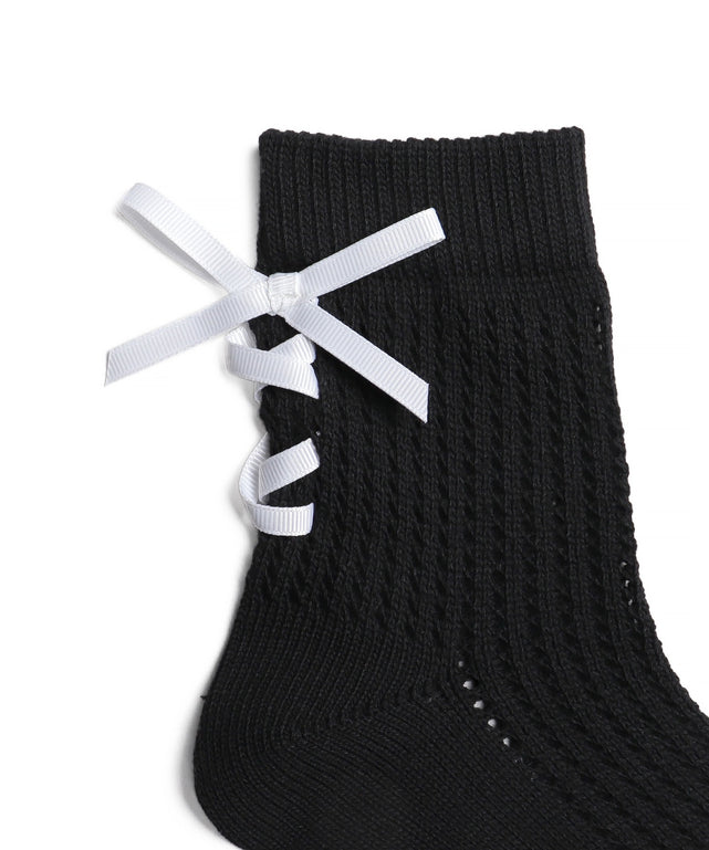 レースアップリボンソックス(23-25cm)