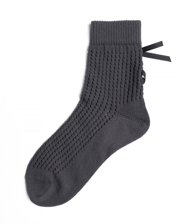 レースアップリボンソックス(23-25cm)