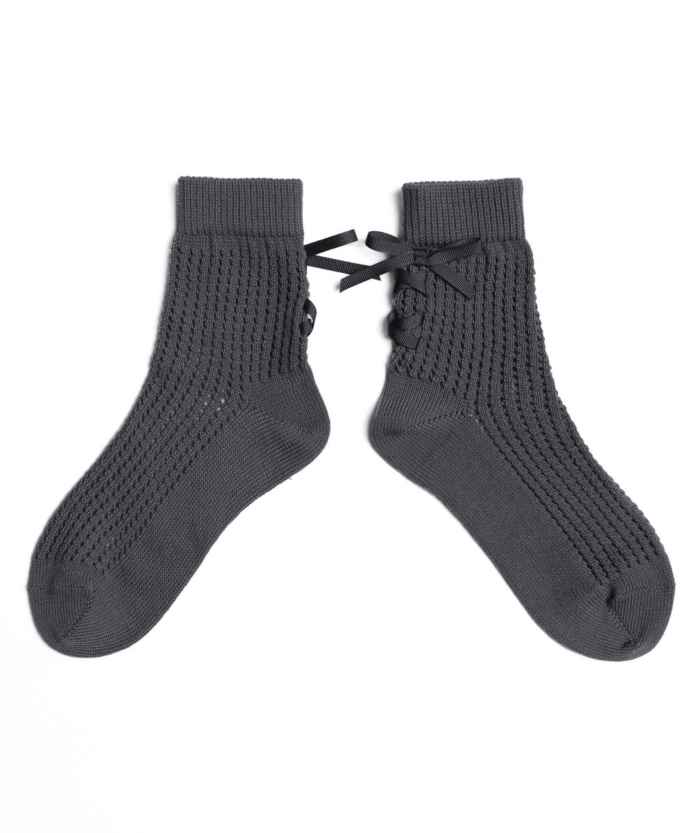 レースアップリボンソックス(23-25cm)