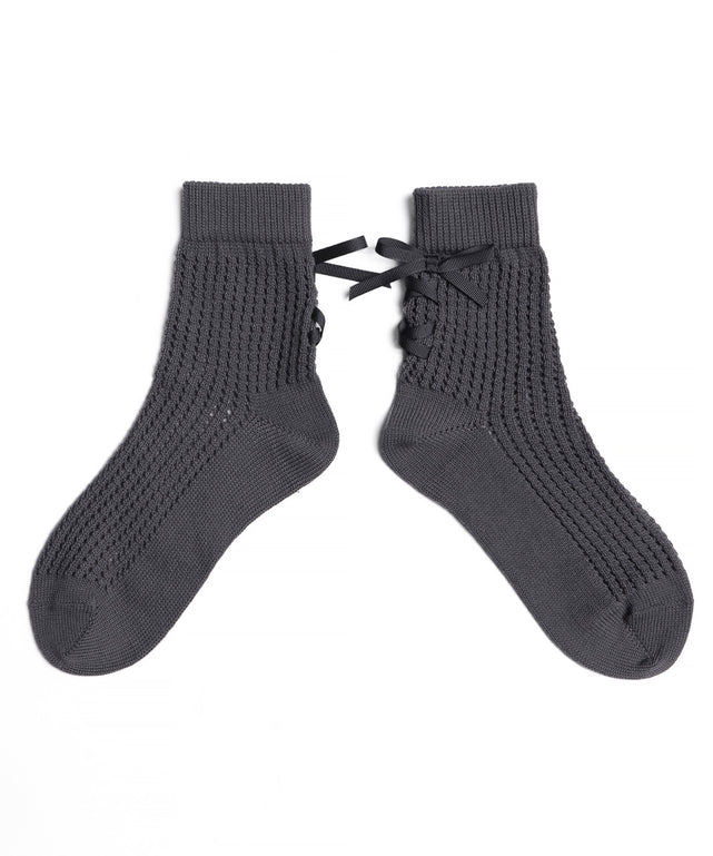 レースアップリボンソックス(23-25cm)