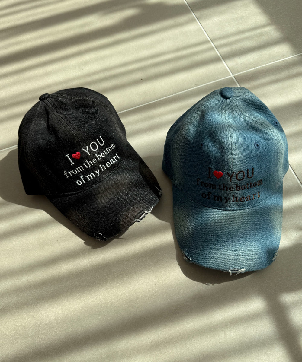 ロゴ刺繍エイジングデニムキャップ