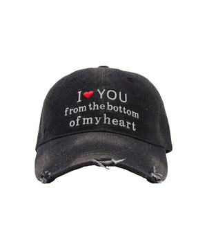 ロゴ刺繍エイジングデニムキャップ