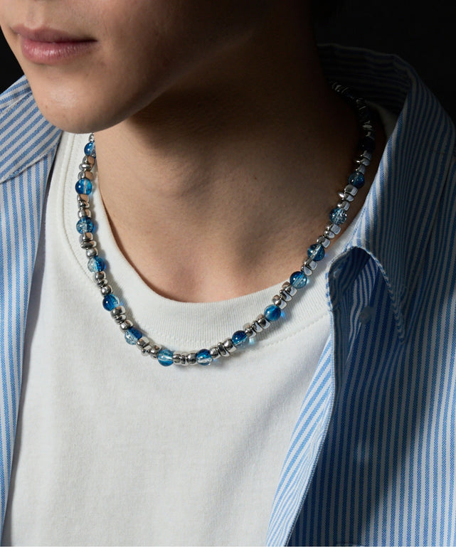 Mクラックデザインネックレス/ブルー