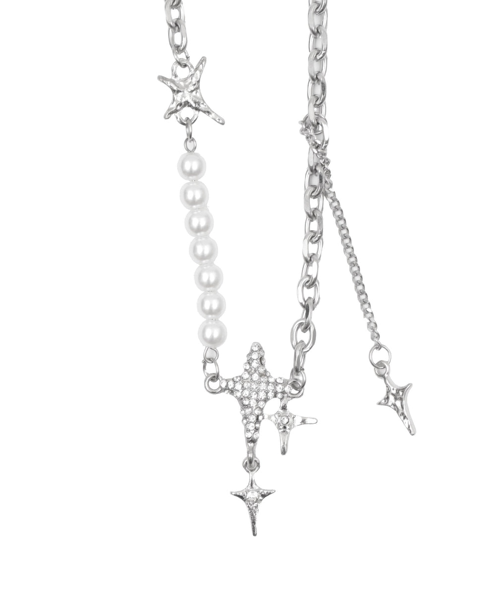 Lキラキラパールチェーンネックレス