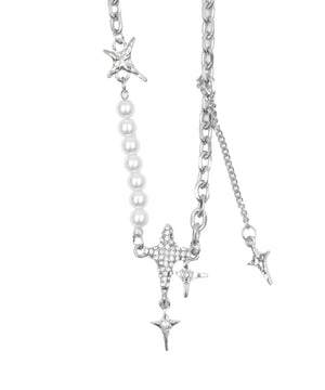 Lキラキラパールチェーンネックレス