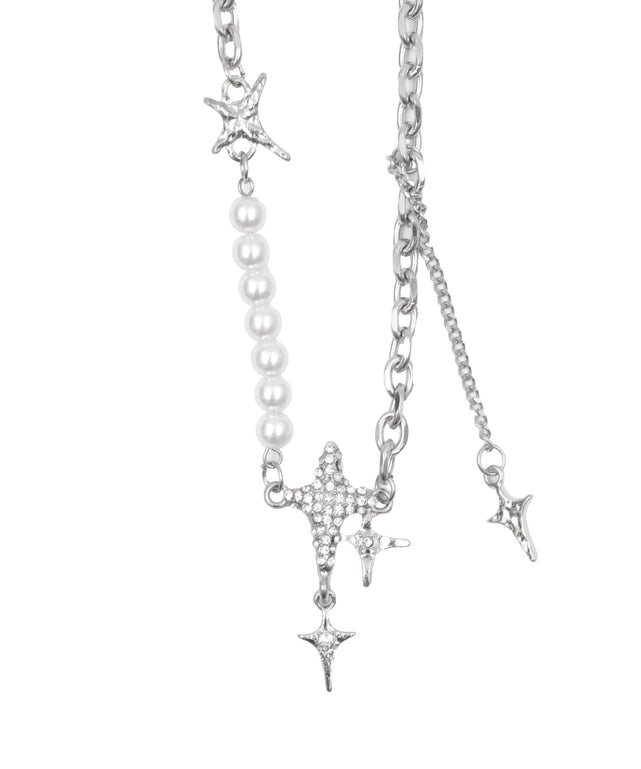 Lキラキラパールチェーンネックレス