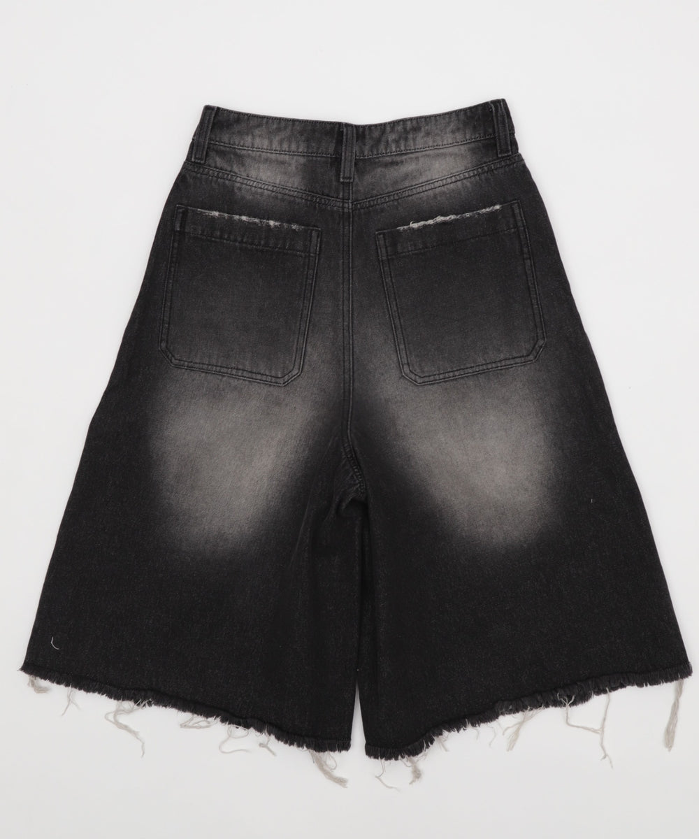 ヴィンテージウォッシュダメージバギーハーフパンツ