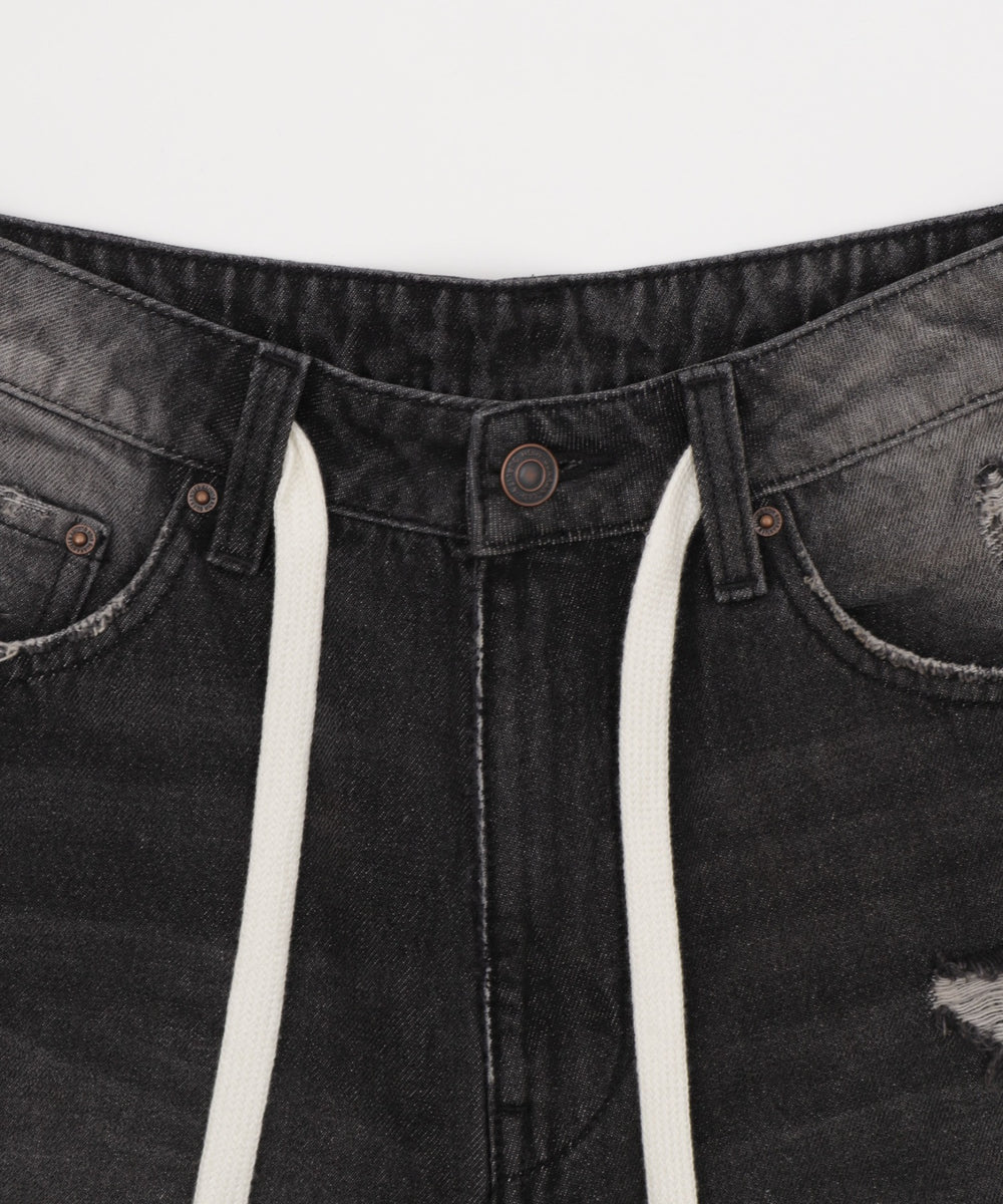 ヴィンテージウォッシュダメージバギーハーフパンツ