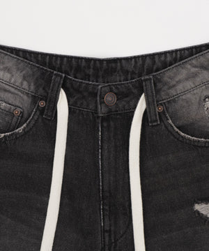 ヴィンテージウォッシュダメージバギーハーフパンツ